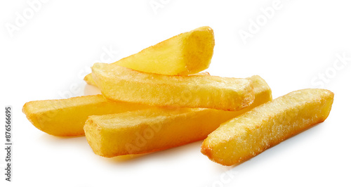 fried potatoes on white background