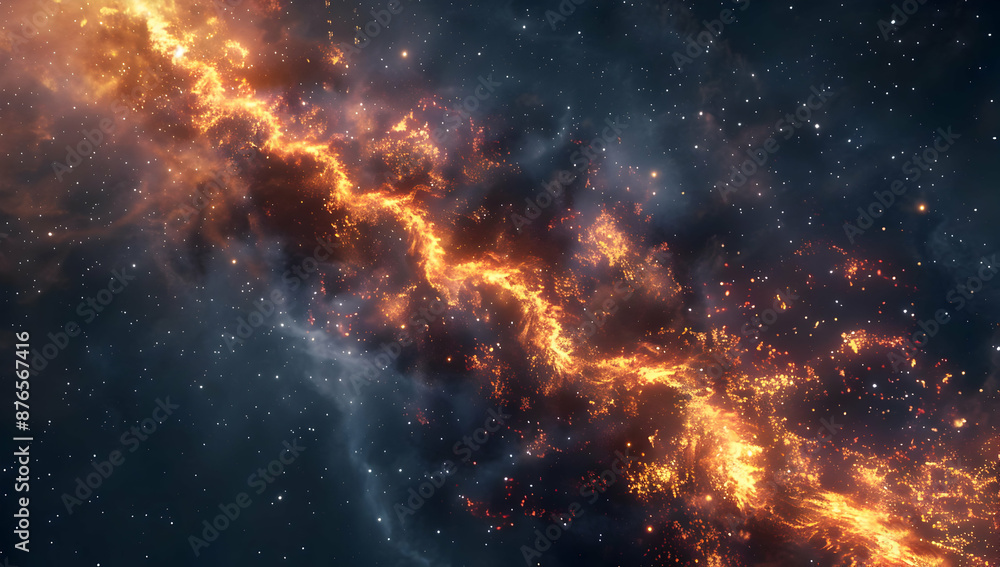 Dynamic cosmic scene of fiery nebula against a dark starry background, showcasing the vibrant beauty and mystique of the universe. Dynamic cosmic scene of fiery nebula against a dark starry background, showcasing the vibrant beauty and mystique of the universe.