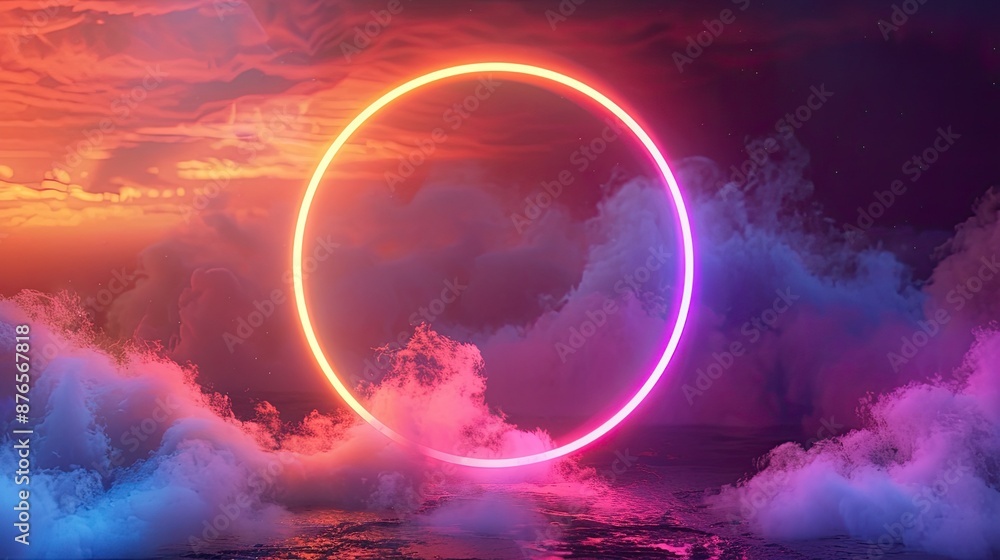 Neon Circle Above a Cloudy Sea Neon Circle Above a Cloudy Sea