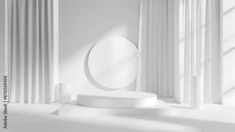 Fototapeta premium Abstract white and gray studio showcase wall and floor for background and product display. 