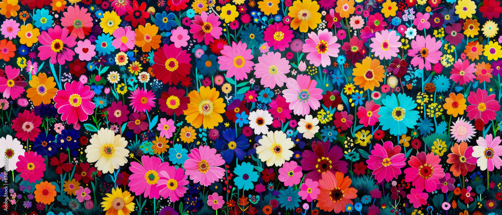 Vibrant Flower Pattern Seamless Background Vibrant Flower Pattern Seamless Background