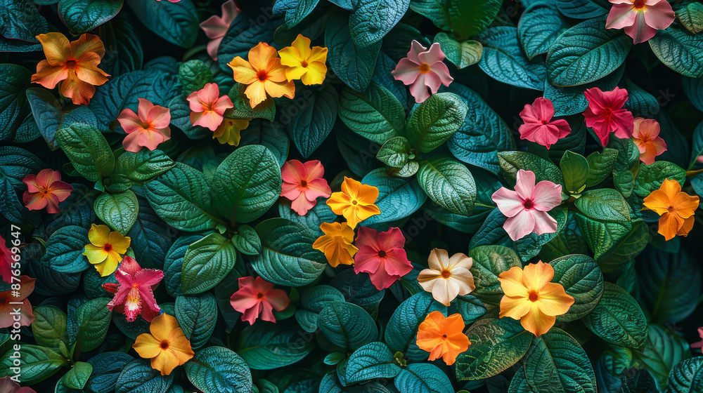 Vibrant Blooms Amidst Lush Greenery Vibrant Blooms Amidst Lush Greenery