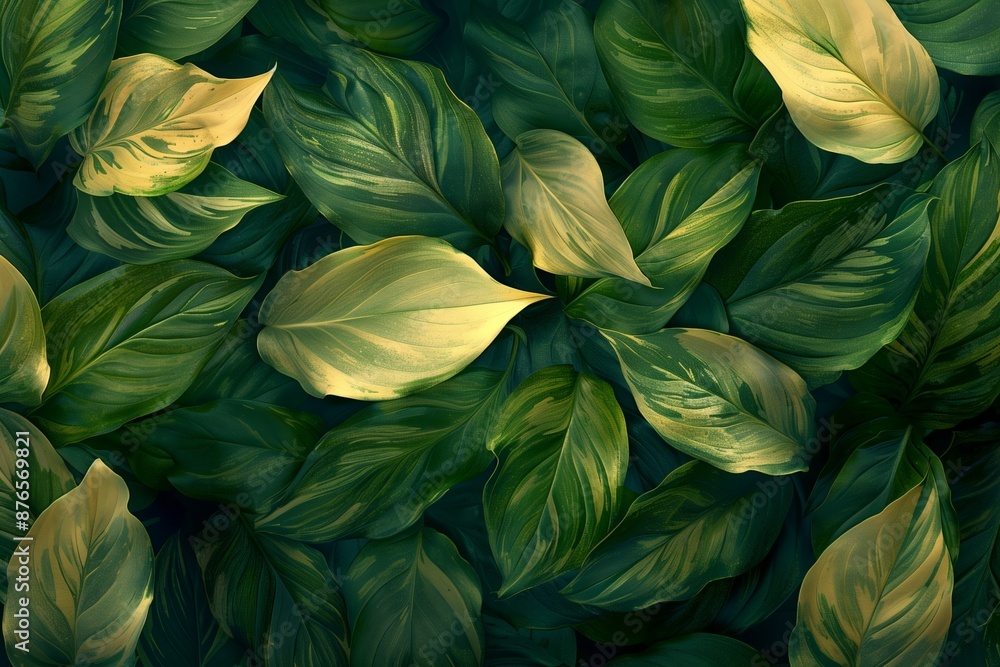 Tropical Spathiphyllum Cannifolium Leaves: Abstract Green Texture Tropical Spathiphyllum Cannifolium Leaves: Abstract Green Texture