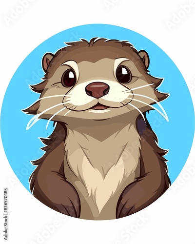 Vector illustration of A cute cartoon otter with a blue background, perfect for children photo