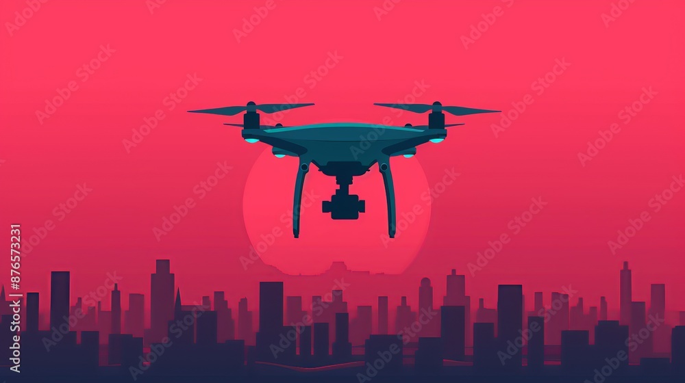Autonomous drones revolutionizing industries with aerial surveillance, delivery, and agriculture, advancing efficiency and safety in various applications. Background Illustration, Bright color tones, Autonomous drones revolutionizing industries with aerial surveillance, delivery, and agriculture, advancing efficiency and safety in various applications. Background Illustration, Bright color tones,