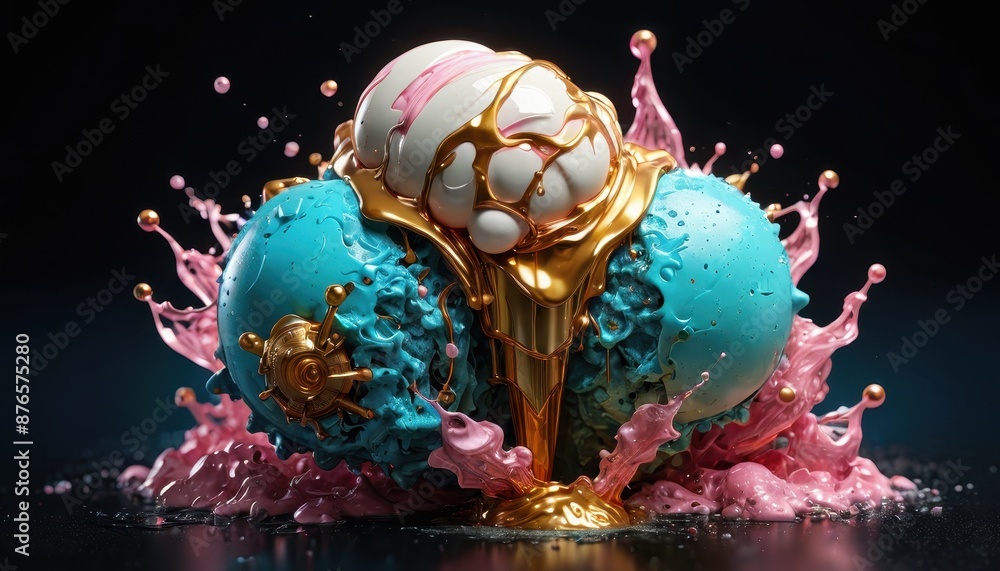 Abstract Liquid Gold and Pink Splash. Abstract Liquid Gold and Pink Splash.