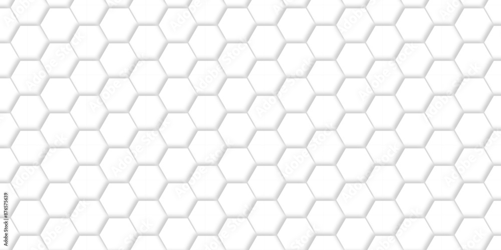 Abstract hexagonal futuristic geometric backdrop White background and embossed hexagon , honeycomb white hexagon concept design abstract technology background vector background, or wallpaper.