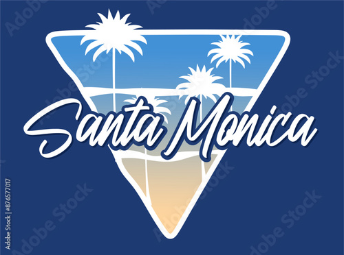 santa monica california with palm tree silhouette
