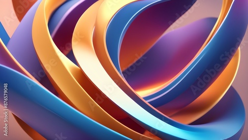 Gradient 3D shapes intertwined in an abstract composition