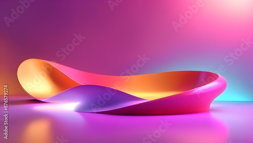 Pink and purple abstract 3D shape on a matching background photo