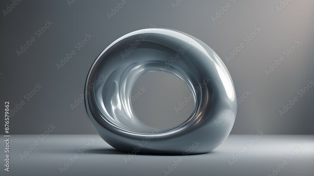 Metallic gray torus with a glossy surface under soft lighting