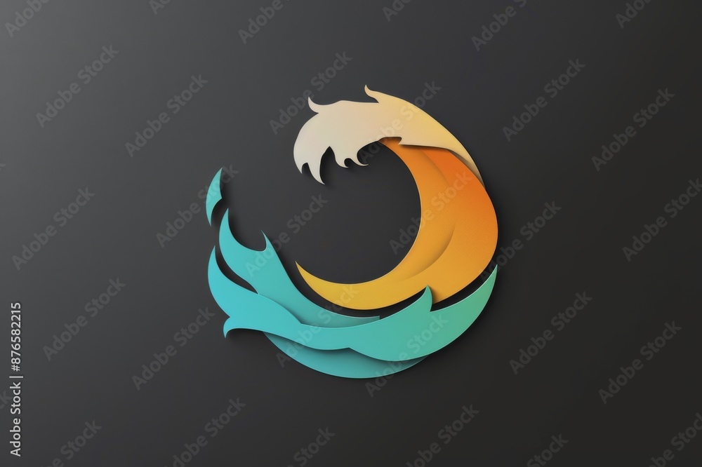 Modern abstract wave logo with vibrant colors and minimalist design on dark background, perfect for creative branding and digital projects. Modern abstract wave logo with vibrant colors and minimalist design on dark background, perfect for creative branding and digital projects.