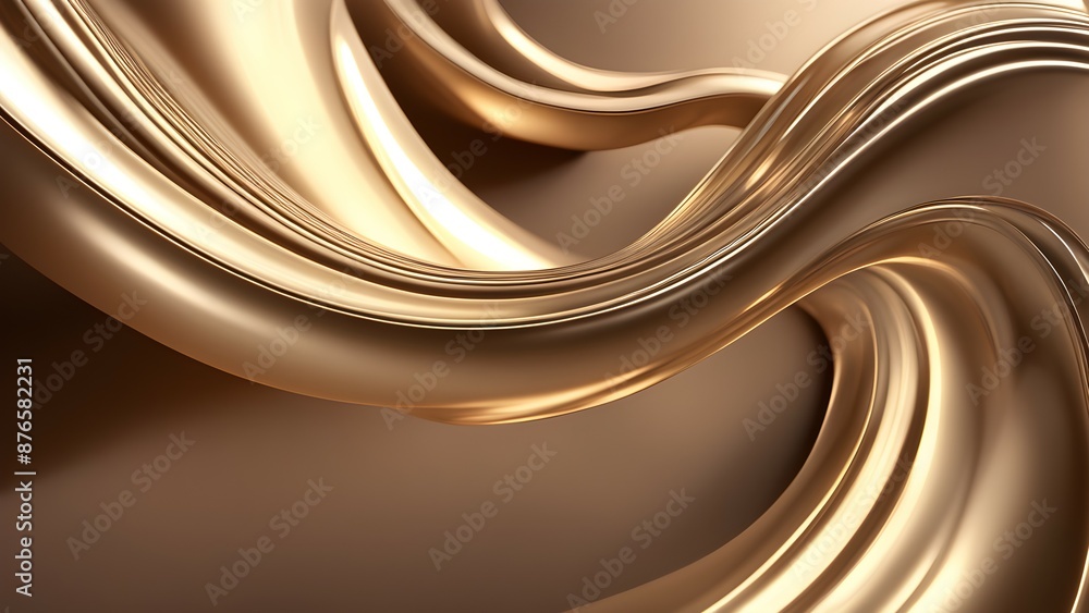 Fototapeta premium Golden abstract background with smooth liquid-like waves