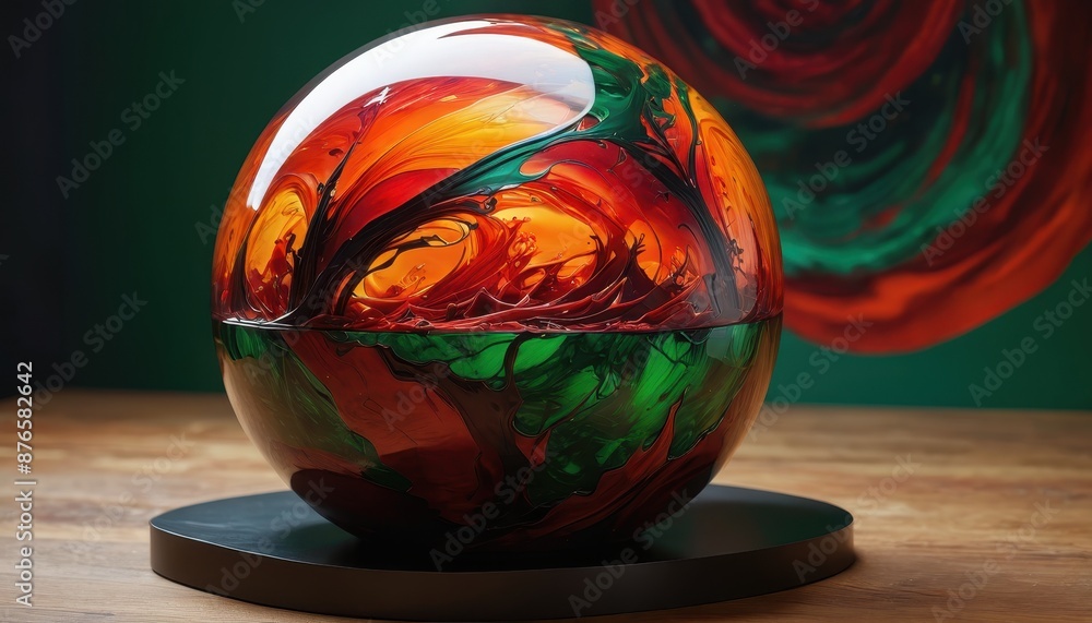 Abstract Swirling Liquid Inside Glass Egg. Abstract Swirling Liquid Inside Glass Egg.
