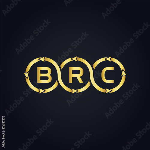 BRC logo. B R C design. White BRC letter. BRC, B R C letter logo design. B R C letter logo design in GOLD, GOLDEN LOGO, THREE, style. letter logo set in one artboard. B R C letter logo vector design.