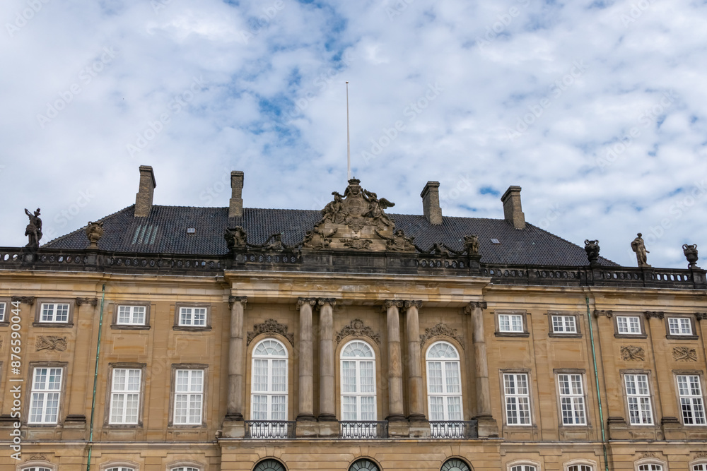 Obraz premium Various photos from the city center of Copenhagen the capital of Denmark harbor palace churches colorful buildings canals and general city view with cloudy weather and sunset colors