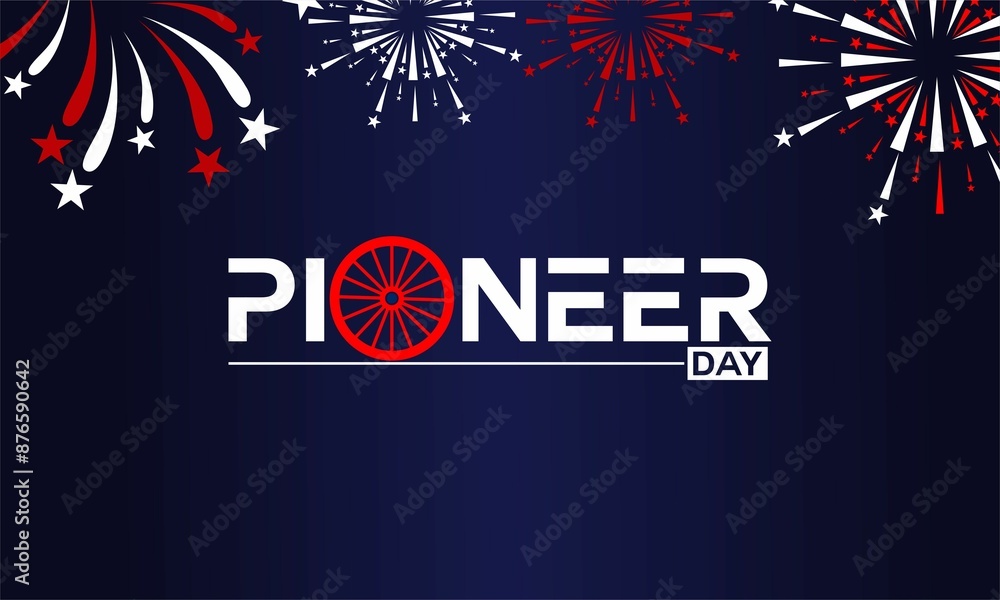 Happy Pioneer Day Stylish Text with US flag illustration Design Happy Pioneer Day Stylish Text with US flag illustration Design