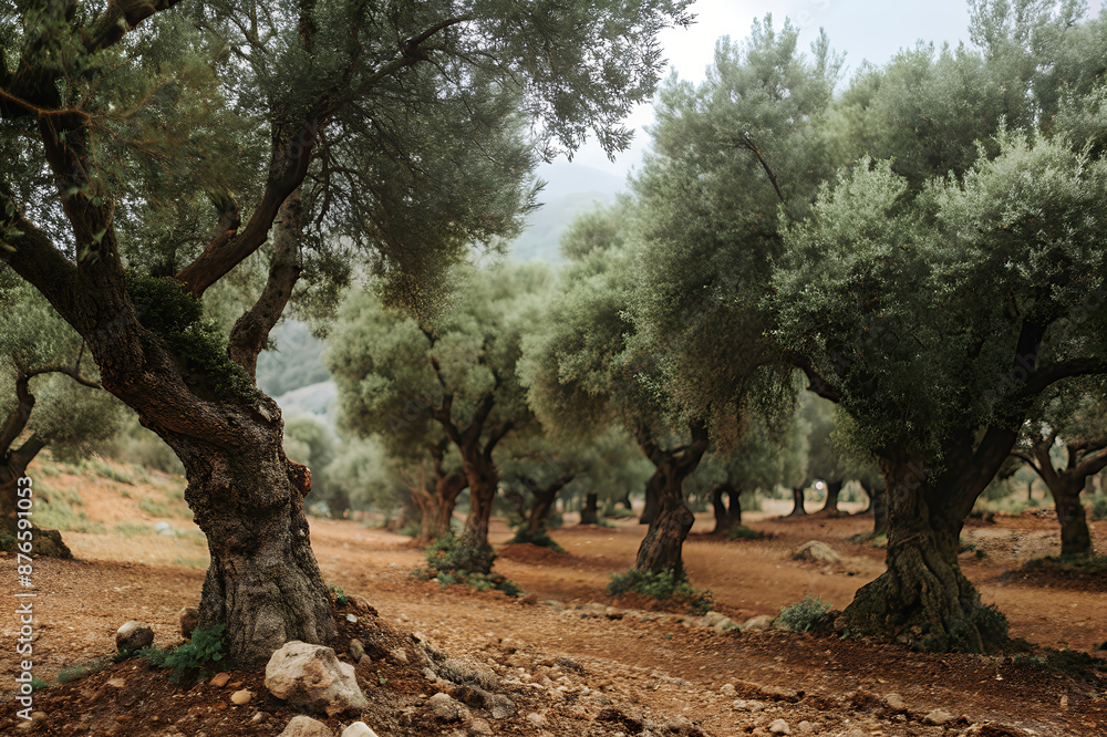 Olive Grove on the island of Greece. plantation of olive trees. Olive Grove on the island of Greece. plantation of olive trees.