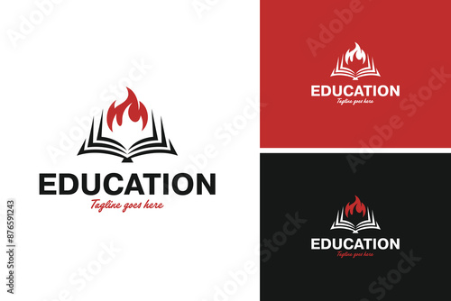 Fire book logo design vector illustration template idea
