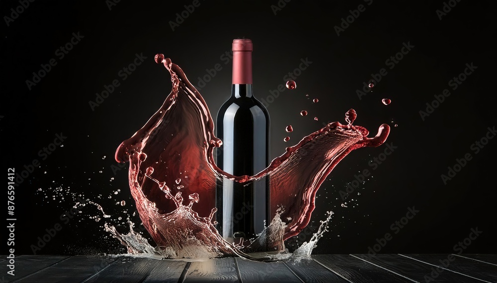 Fototapeta premium Elegant Red Wine Splashing on Dark Backdrop
