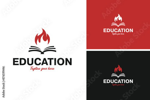 Fire book logo design vector illustration template idea
