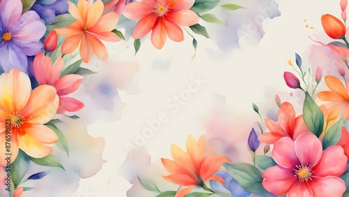 Watercolor Floral Frame with Soft Pastel Colors © rizkan