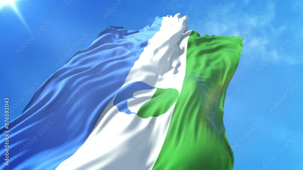 Kabardino Balkaria Flag Low Angle View Kabardino Balkaria Flag Low Angle View