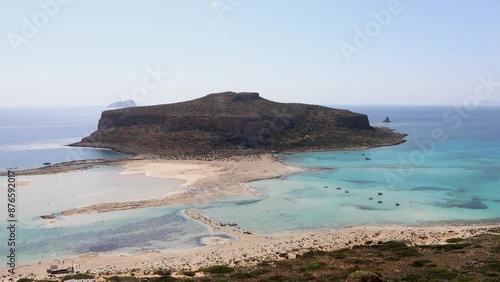 Beach and bay of Balos, Gramvousa peninsula, Kolimbari, West Crete, Crete, Greece, Europe photo