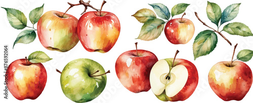 apple pattern background watercolor style4 photo