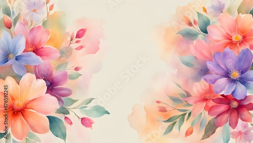 Delicate watercolor floral arrangement with soft pastel hues and intricate details. © rizkan
