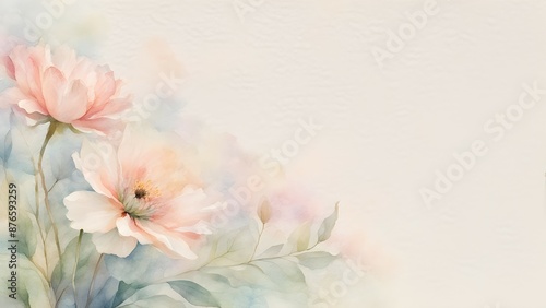 Delicate watercolor floral background in soft pastel hues
