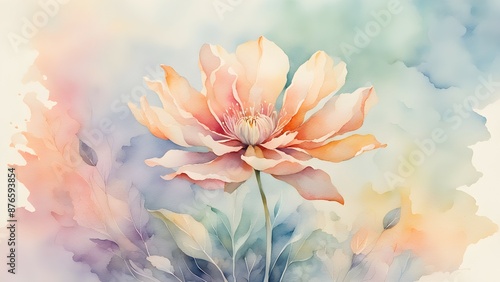 Gentle Peach Blossom in Watercolor