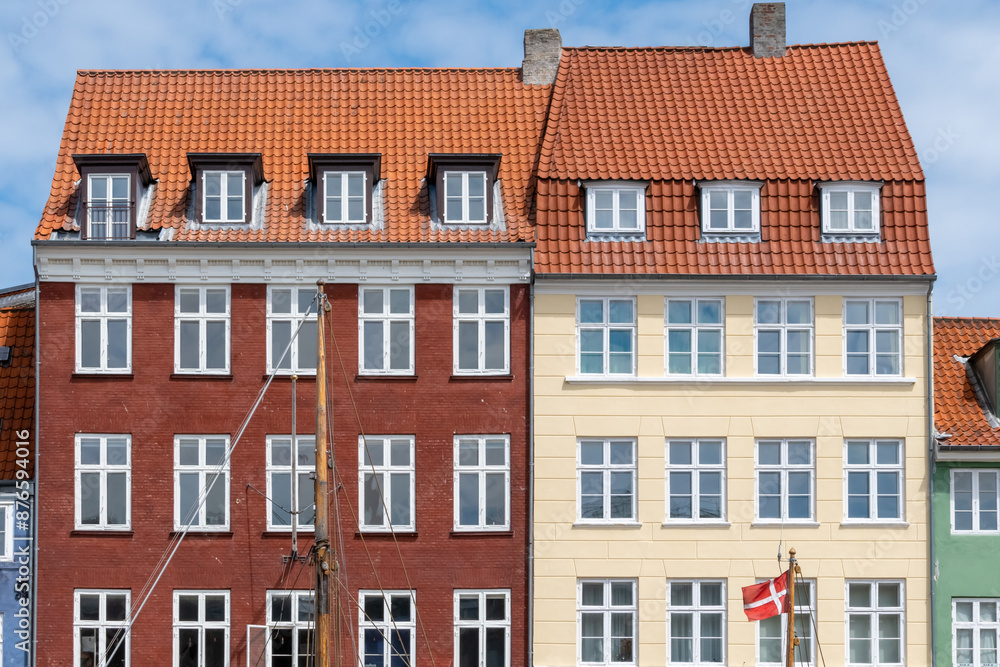 Fototapeta premium Various photos from the city center of Copenhagen the capital of Denmark harbor palace churches colorful buildings canals and general city view with cloudy weather and sunset colors