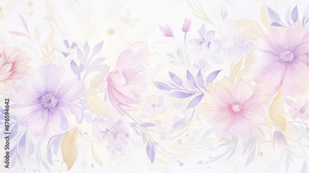 A watercolor painting of flowers with a white background. Watercolor painting style. A watercolor painting of flowers with a white background. Watercolor painting style.