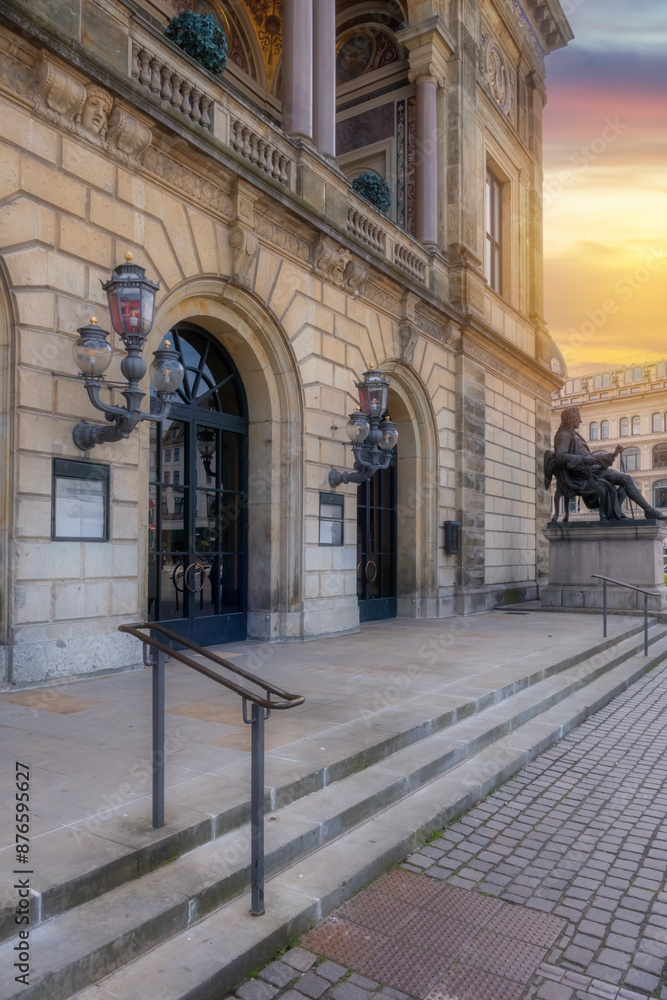 Obraz premium Various photos from the city center of Copenhagen the capital of Denmark harbor palace churches colorful buildings canals and general city view with cloudy weather and sunset colors