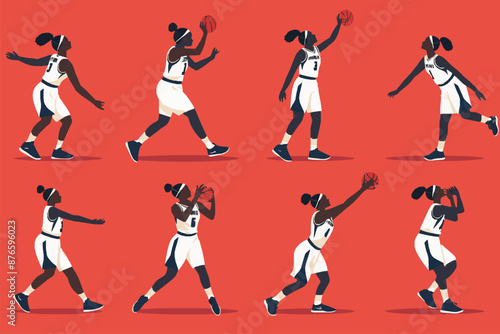 Energetic and striking illustration of a female basketball player