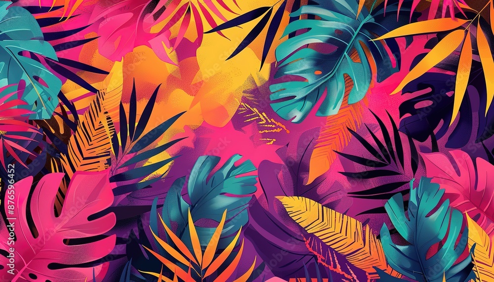 Vibrant and Colorful Tropical Leaves and Foliage Digital Art Vibrant and Colorful Tropical Leaves and Foliage Digital Art