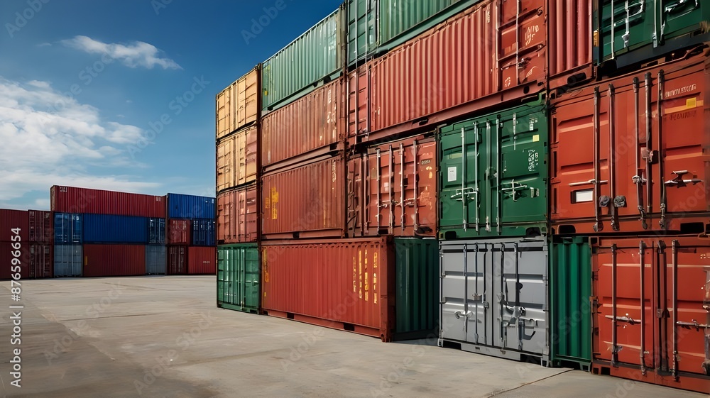 Aerial View of Cargo Containers Being Loaded Onto a Ship at a Port. Aerial View of Cargo Containers Being Loaded Onto a Ship at a Port.