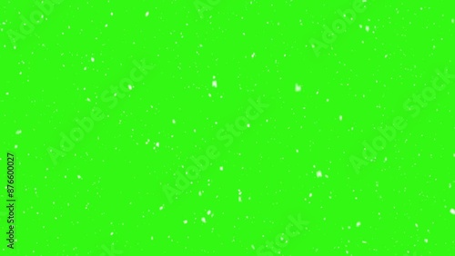 snowfall Animation on isolated green screen Background. 