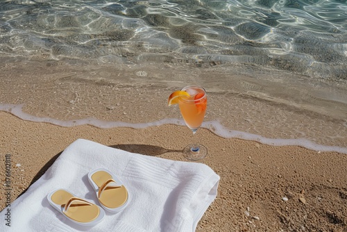 Beach setting with a cocktail
