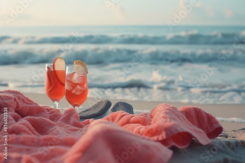 Beach setting with cocktails