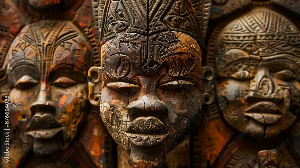 This African art piece showcases the rich cultural heritage and profound symbolism of the region. This African art piece showcases the rich cultural heritage and profound symbolism of the region.