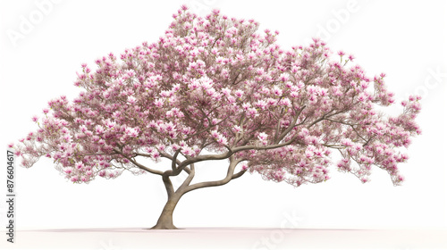 A majestic tree bursts with pink blossoms, creating a canopy of vibrant springtime beauty against the sky.