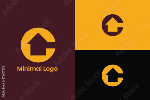 Free Download initial letter C upward forward iconic modern abstract professional logo icon symbol letter C home icon construction and home safety logo, letter C home inside or arrow inside letter C  - GFXLoad