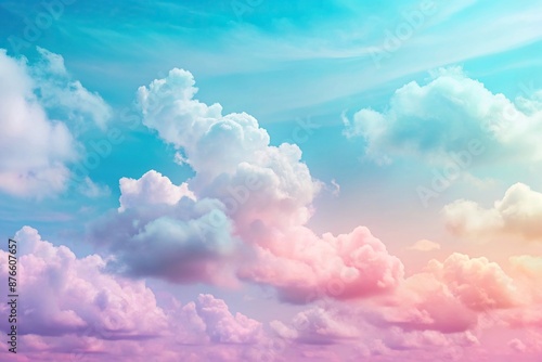 Dreamy pastel pink and blue clouds in a cute gradient sky dreamy pastel pink blue clouds cute gradient sky soft, pastel, blue, soft, pastel, dreamy, cute, pink, Dreamy, blue, gradient © wasana