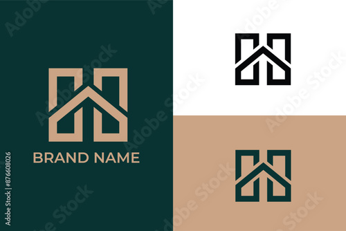 initial letter H home icon construction and modern real estate building logo, letter H sale of real estate vector logo, House cleaning, home security, real estate auction, Realty and real estate 