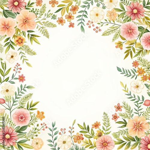 Delicate floral pattern on plain white background, isolated, interior design, beauty, delicate © Sompong