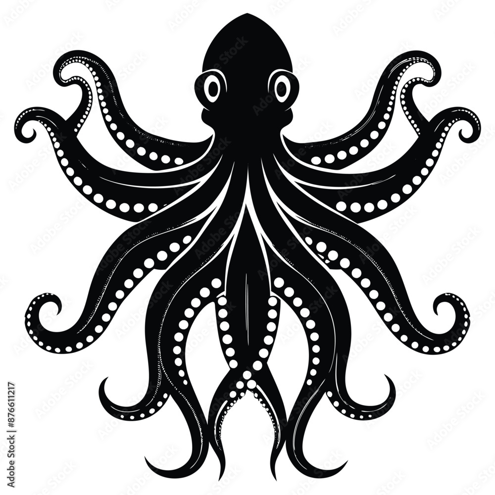 Octopus Silhouette vector illustration black and white Octopus Silhouette vector illustration black and white