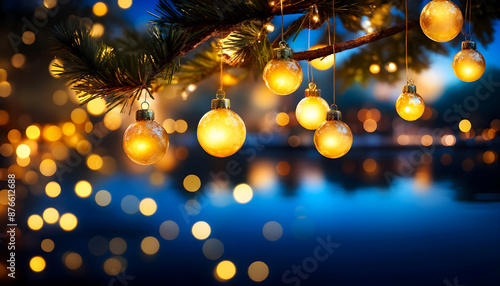 Gold light bokeh Christmas background