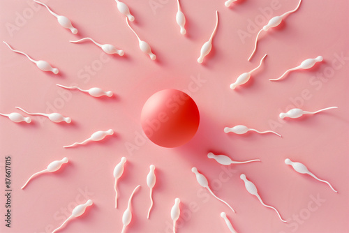 Obraz na płótnie Sperm and egg illustration on pink background w salonie